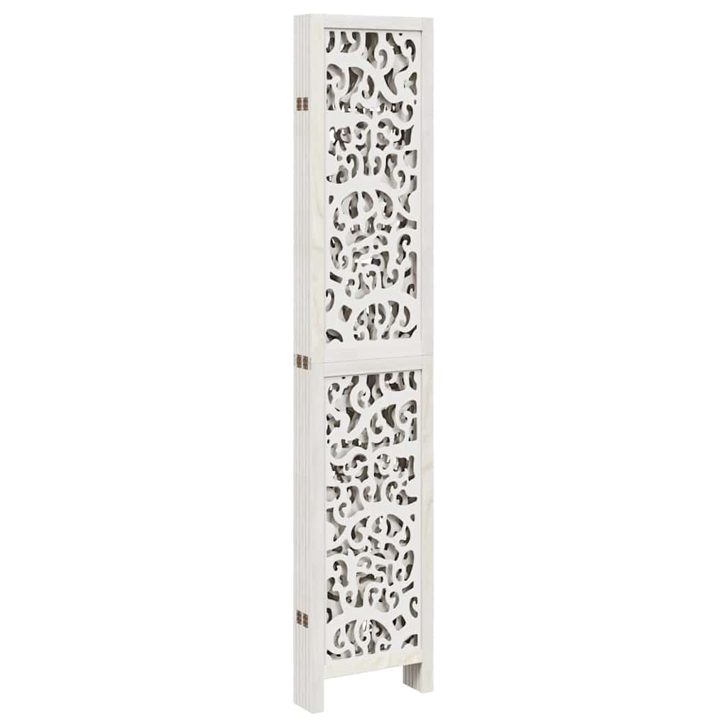 6-Panel White Solid Wood Room Divider - Paulownia Material