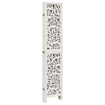 6-Panel White Solid Wood Room Divider - Paulownia Material