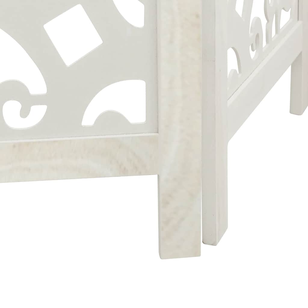 6-Panel White Solid Wood Room Divider - Paulownia Material
