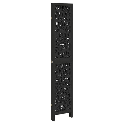 Black Solid Wood Room Divider - 4 Panels Paulownia Design
