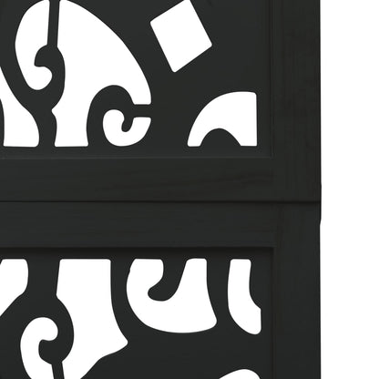 Black Solid Wood Room Divider - 6 Panels - Paulownia Wood