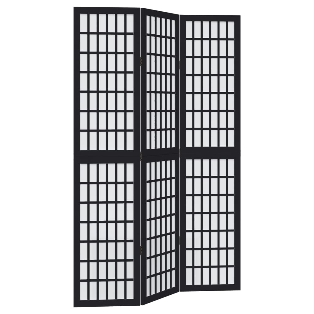 Elegant Black Paulownia Wood Room Divider - 3 Panel Design