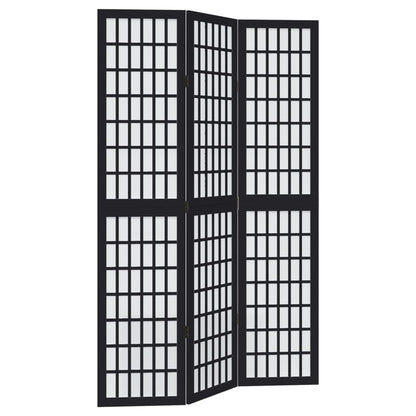 Elegant Black Paulownia Wood Room Divider - 3 Panel Design