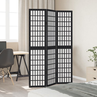 Elegant Black Paulownia Wood Room Divider - 3 Panel Design