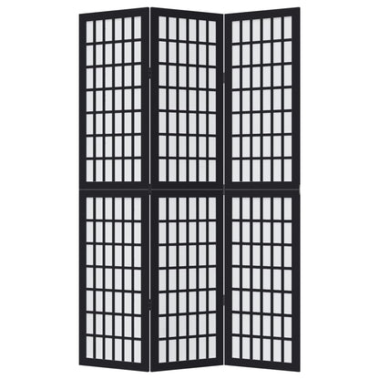 Elegant Black Paulownia Wood Room Divider - 3 Panel Design
