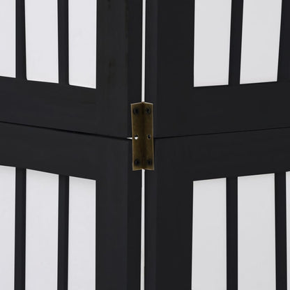 Elegant Black Paulownia Wood Room Divider - 3 Panel Design