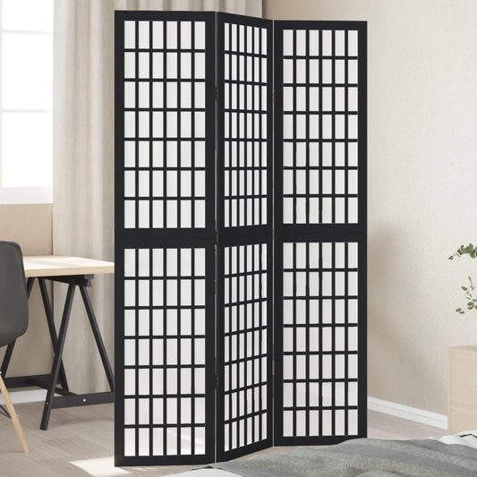 Elegant Black Paulownia Wood Room Divider - 3 Panel Design