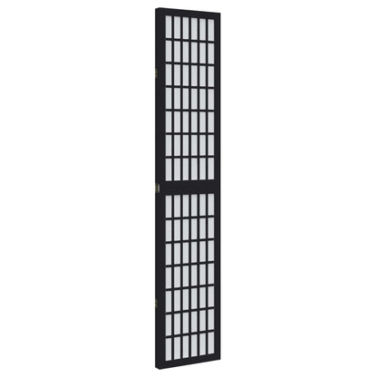Black Solid Wood 3-Panel Room Divider | Paulownia Elegance