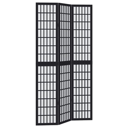 Elegant 3-Panel Black Solid Wood Room Divider - Paulownia