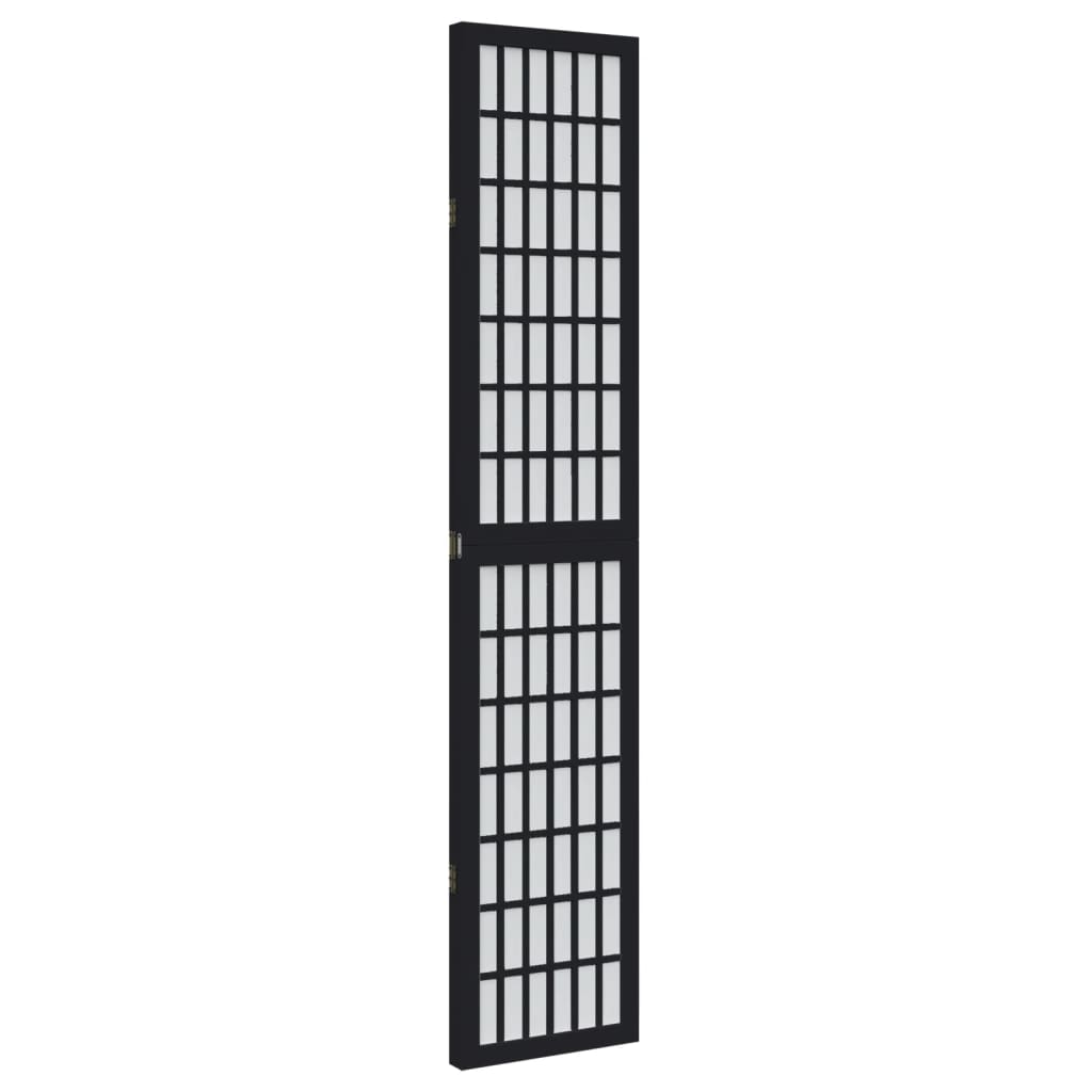 Elegant 3-Panel Black Solid Wood Room Divider - Paulownia