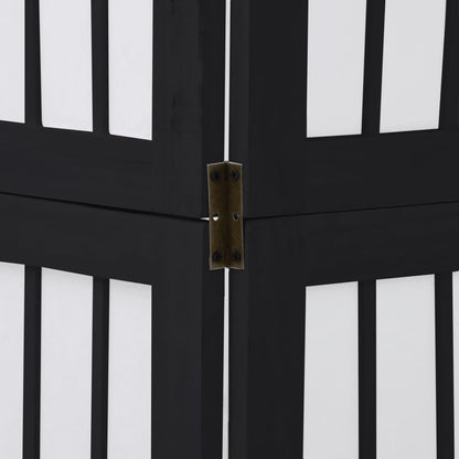 Elegant 3-Panel Black Solid Wood Room Divider - Paulownia