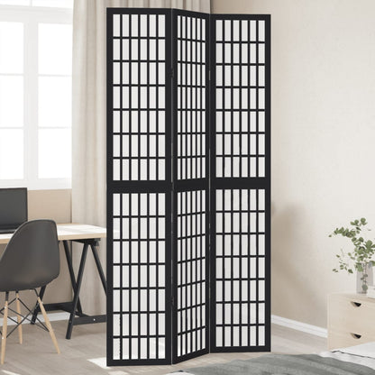 Elegant 3-Panel Black Solid Wood Room Divider - Paulownia