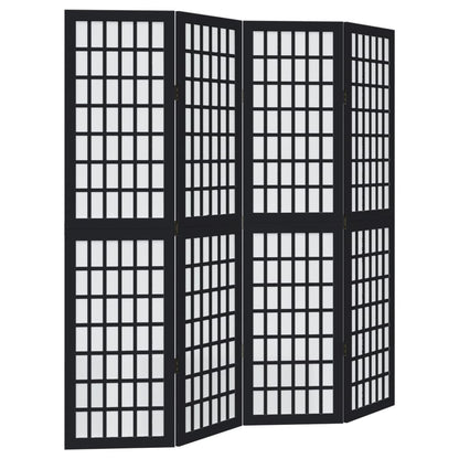 Elegant Black Paulownia Wood Room Divider - 4 Panels