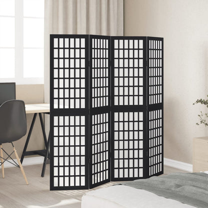 Elegant Black Paulownia Wood Room Divider - 4 Panels