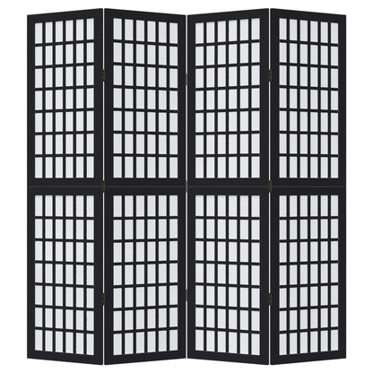 Elegant Black Paulownia Wood Room Divider - 4 Panels