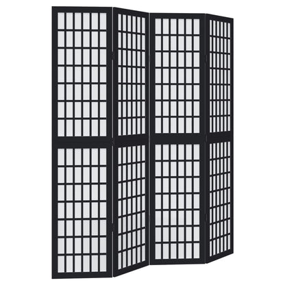 Elegant Black Paulownia Wood Room Divider - 4 Panels