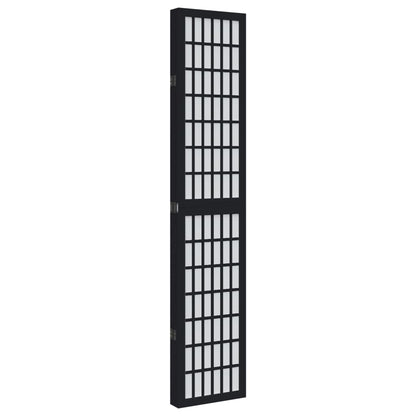 Elegant Black Solid Wood Room Divider - 5 Panels Paulownia