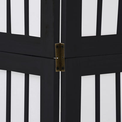 Elegant Black Solid Wood Room Divider - 5 Panels Paulownia