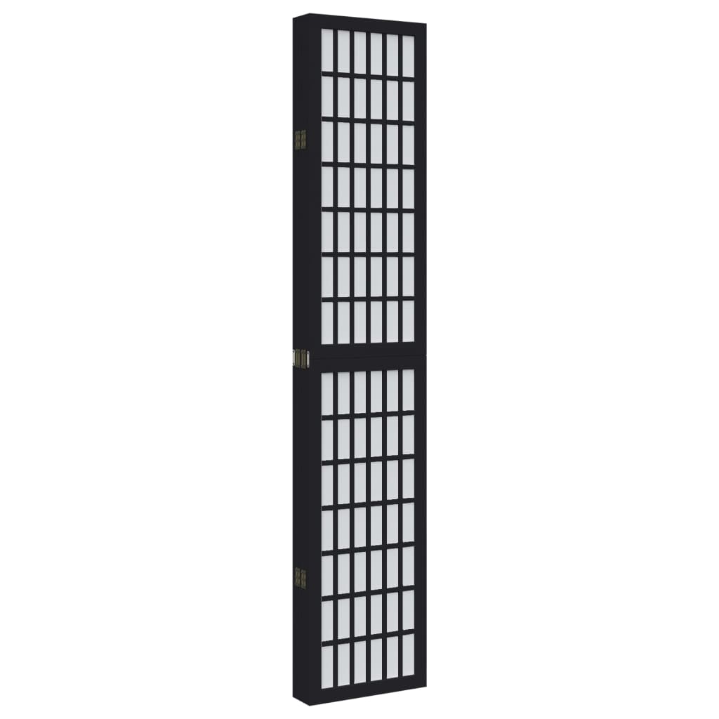 Black Solid Wood 6-Panel Room Divider - Paulownia Elegance