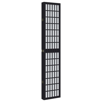 Black Solid Wood 6-Panel Room Divider - Paulownia Elegance