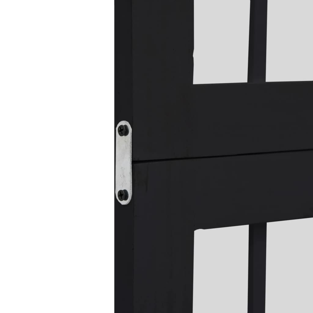 Black Solid Wood 6-Panel Room Divider - Paulownia Elegance