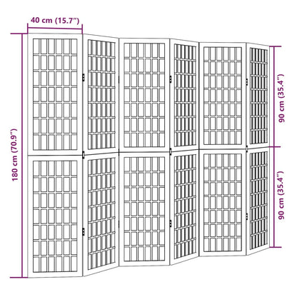 Black Solid Wood 6-Panel Room Divider - Paulownia Elegance