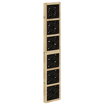 5-Panel Brown & Black Solid Wood Paulownia Room Divider
