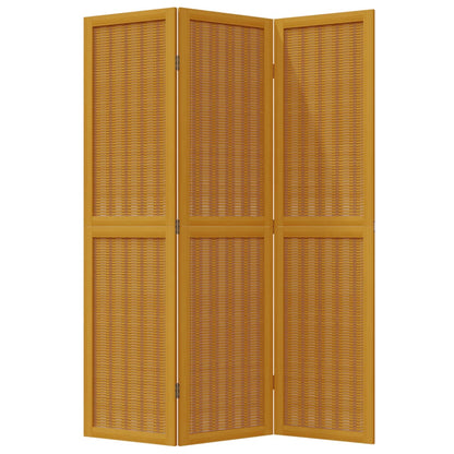 Room Divider 3 Panels Brown Solid Wood Paulownia