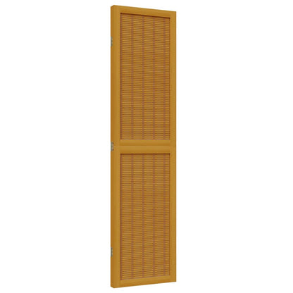 Room Divider 3 Panels Brown Solid Wood Paulownia