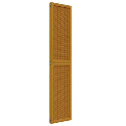 Brown Solid Wood 3-Panel Room Divider - Paulownia Elegance