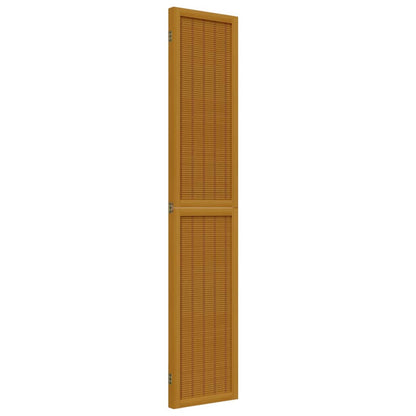 Brown Solid Wood 3-Panel Room Divider - Paulownia Elegance