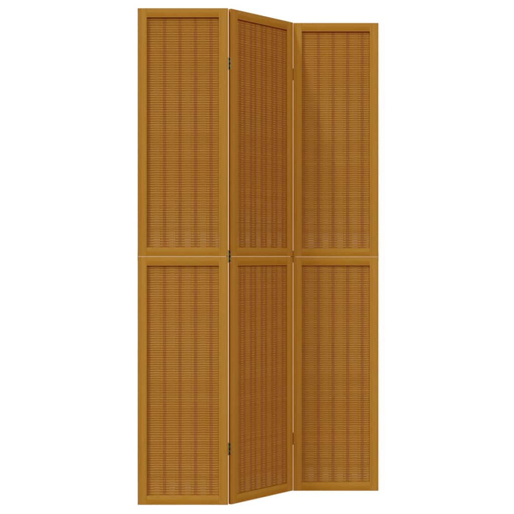 3-Panel Brown Solid Wood Room Divider - Paulownia Elegance
