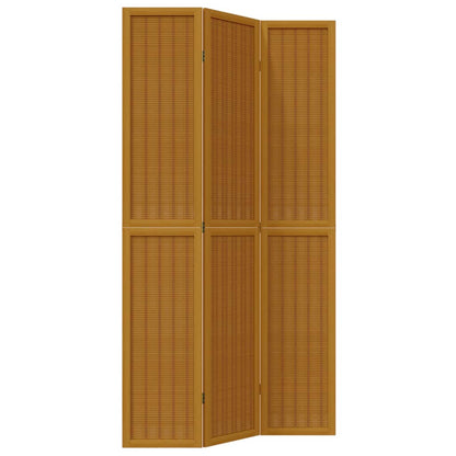 3-Panel Brown Solid Wood Room Divider - Paulownia Elegance