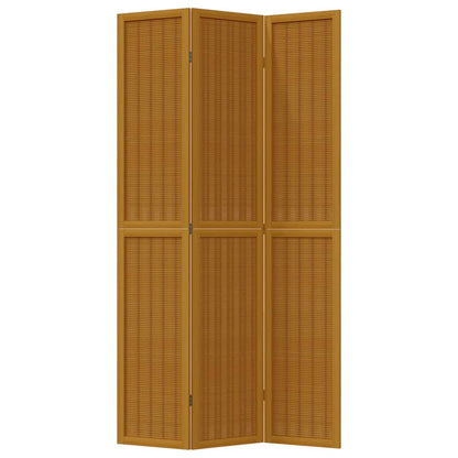 3-Panel Brown Solid Wood Room Divider - Paulownia Elegance