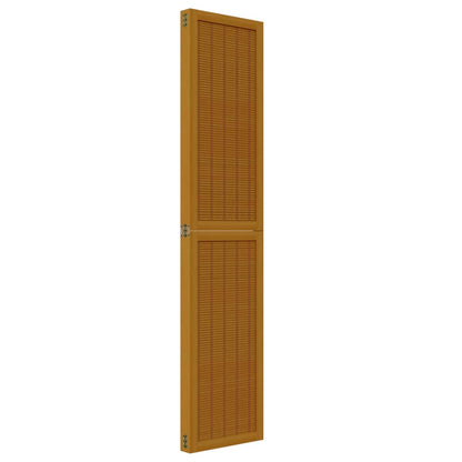 Brown Solid Wood Room Divider, 4 Panels - Paulownia