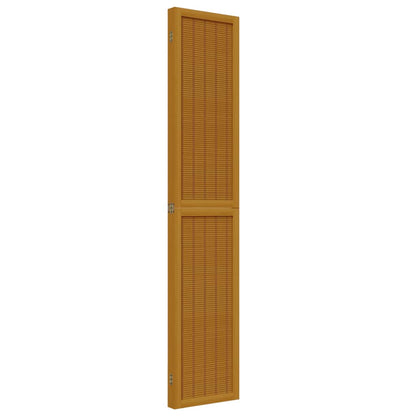 4-Panel Room Divider in Brown Solid Wood (Paulownia)