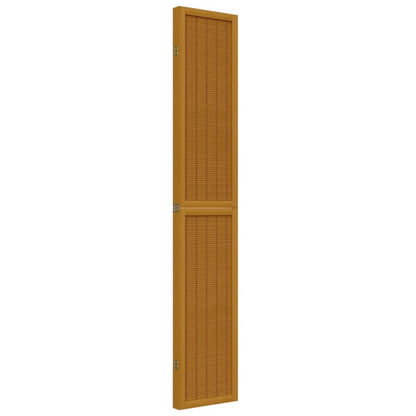 Brown Solid Wood 4-Panel Room Divider - Paulownia Elegance
