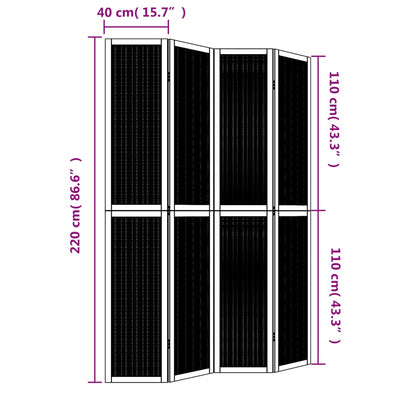 Brown Solid Wood 4-Panel Room Divider - Paulownia Elegance