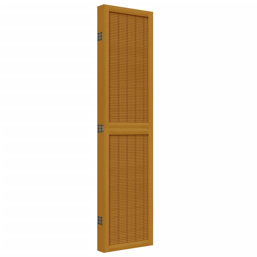 Brown 5-Panel Room Divider in Solid Wood Paulownia