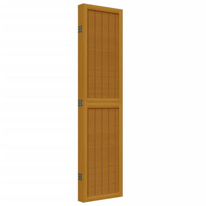 Brown 5-Panel Room Divider in Solid Wood Paulownia