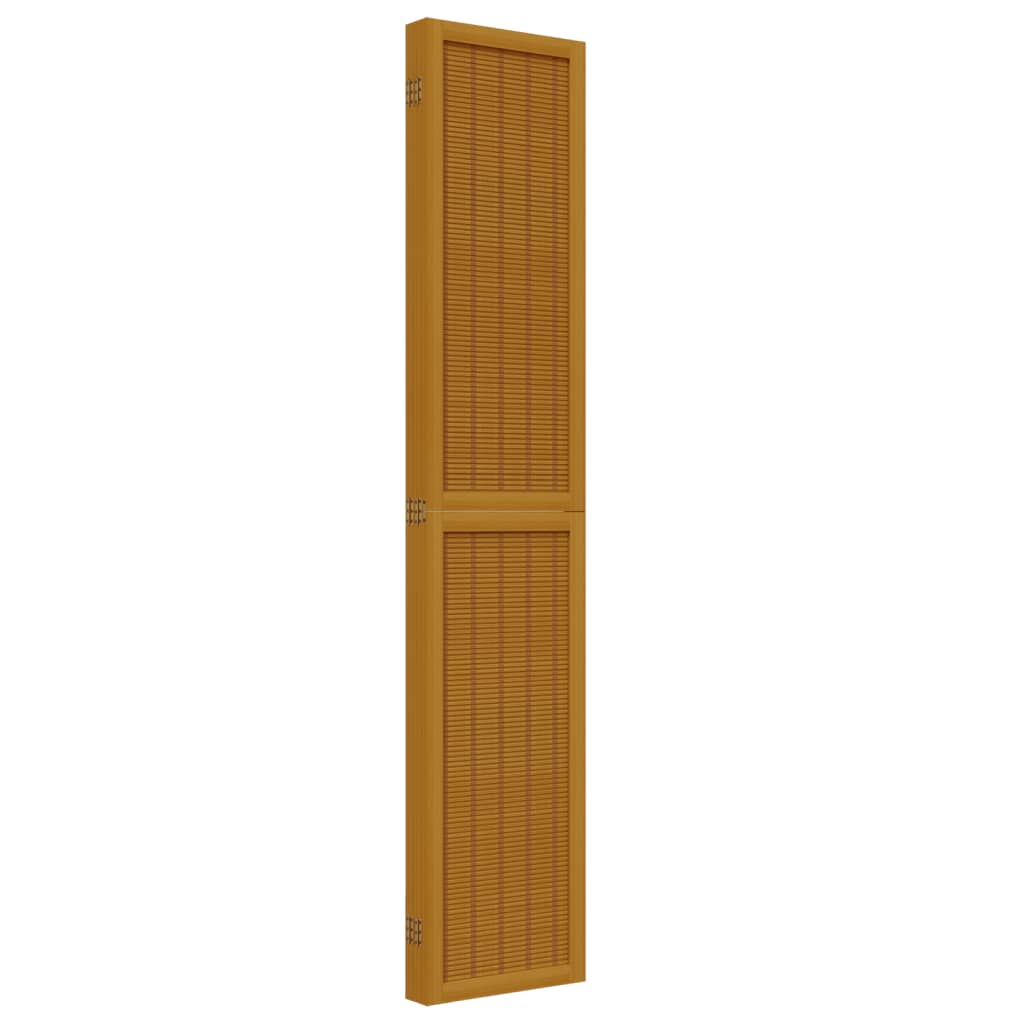 5-Panel Room Divider, Solid Brown Paulownia Wood