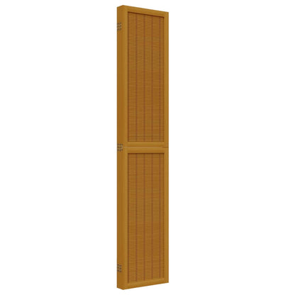 5-Panel Room Divider, Solid Brown Paulownia Wood