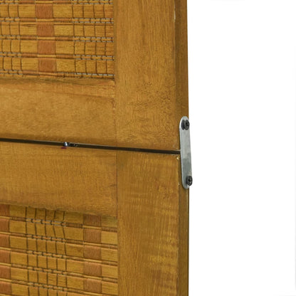 5-Panel Room Divider, Solid Brown Paulownia Wood