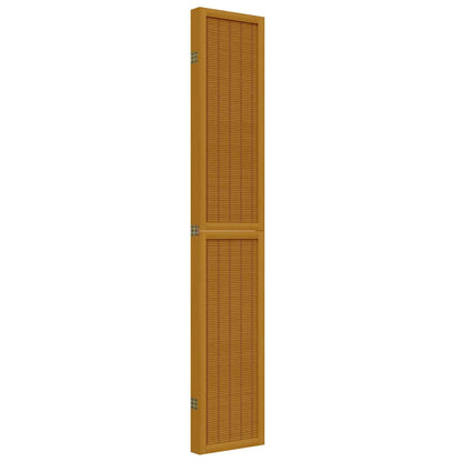 5-Panel Room Divider in Brown Solid Wood Paulownia