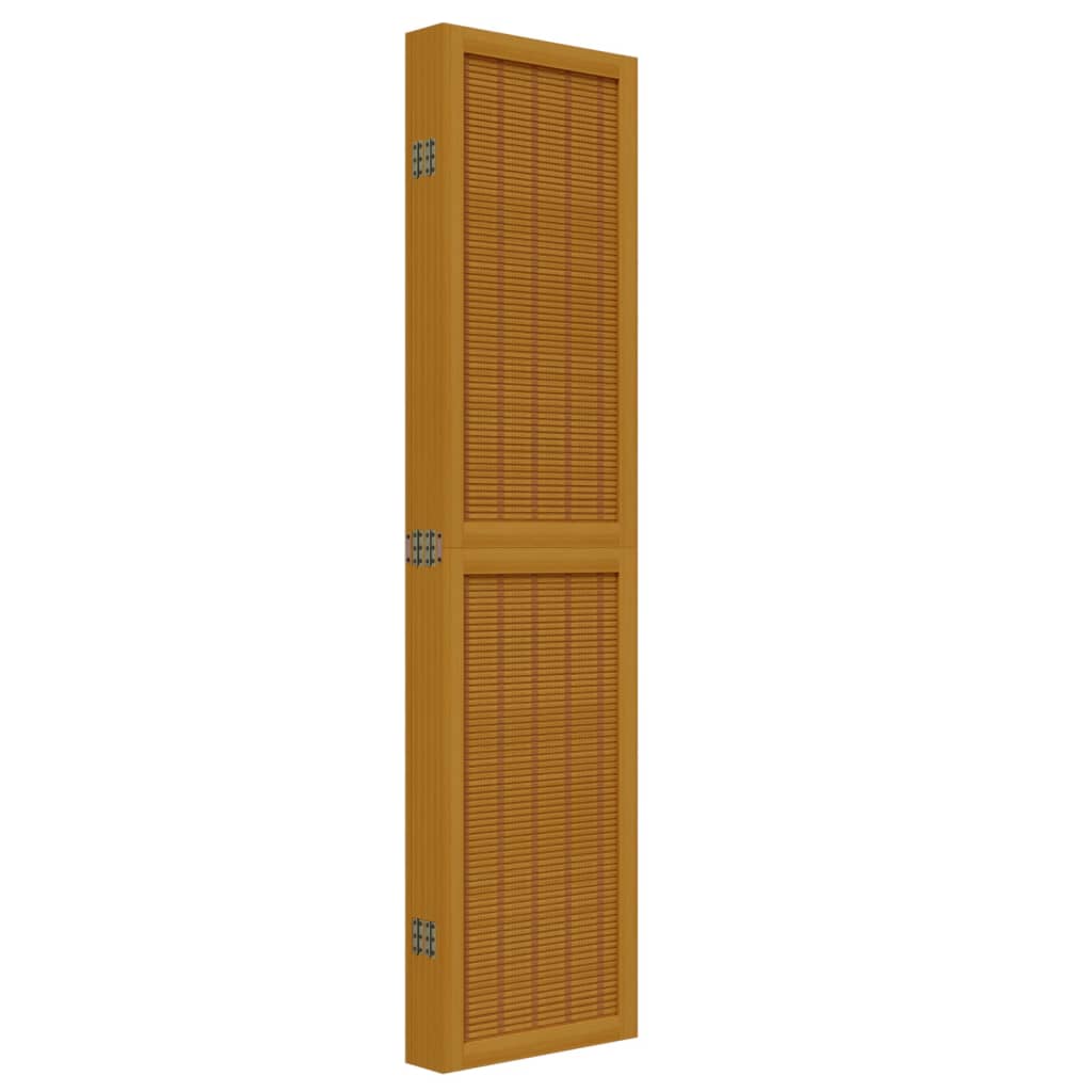 6-Panel Brown Solid Wood Room Divider - Paulownia