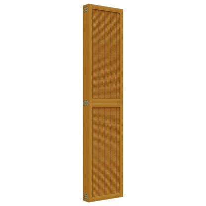 6-Panel Room Divider, Brown Solid Wood Paulownia Partition