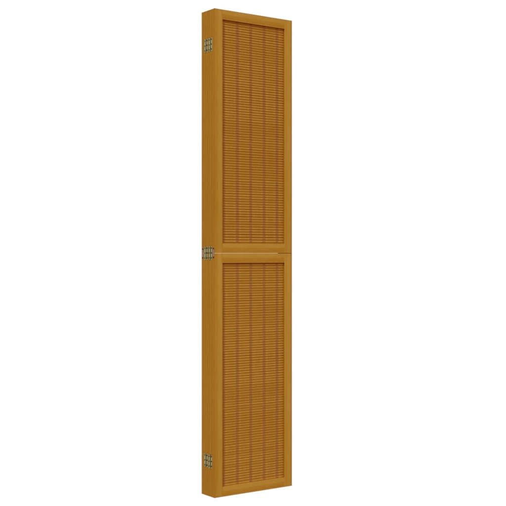 6-Panel Brown Room Divider - Solid Wood Paulownia Partition