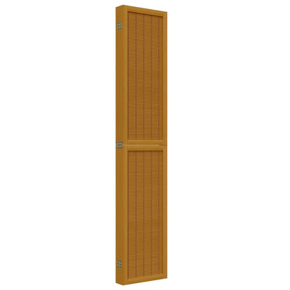 6-Panel Brown Room Divider - Solid Wood Paulownia Partition