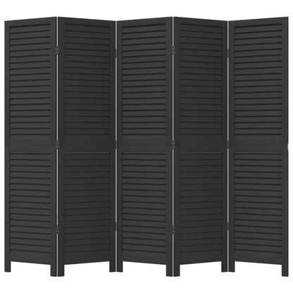 Elegant 5-Panel Black Paulownia Wood Room Divider