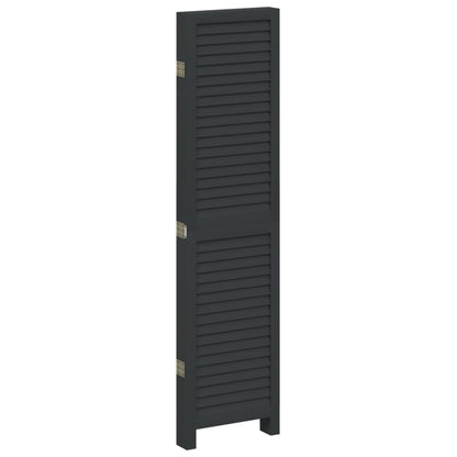Elegant 5-Panel Black Paulownia Wood Room Divider